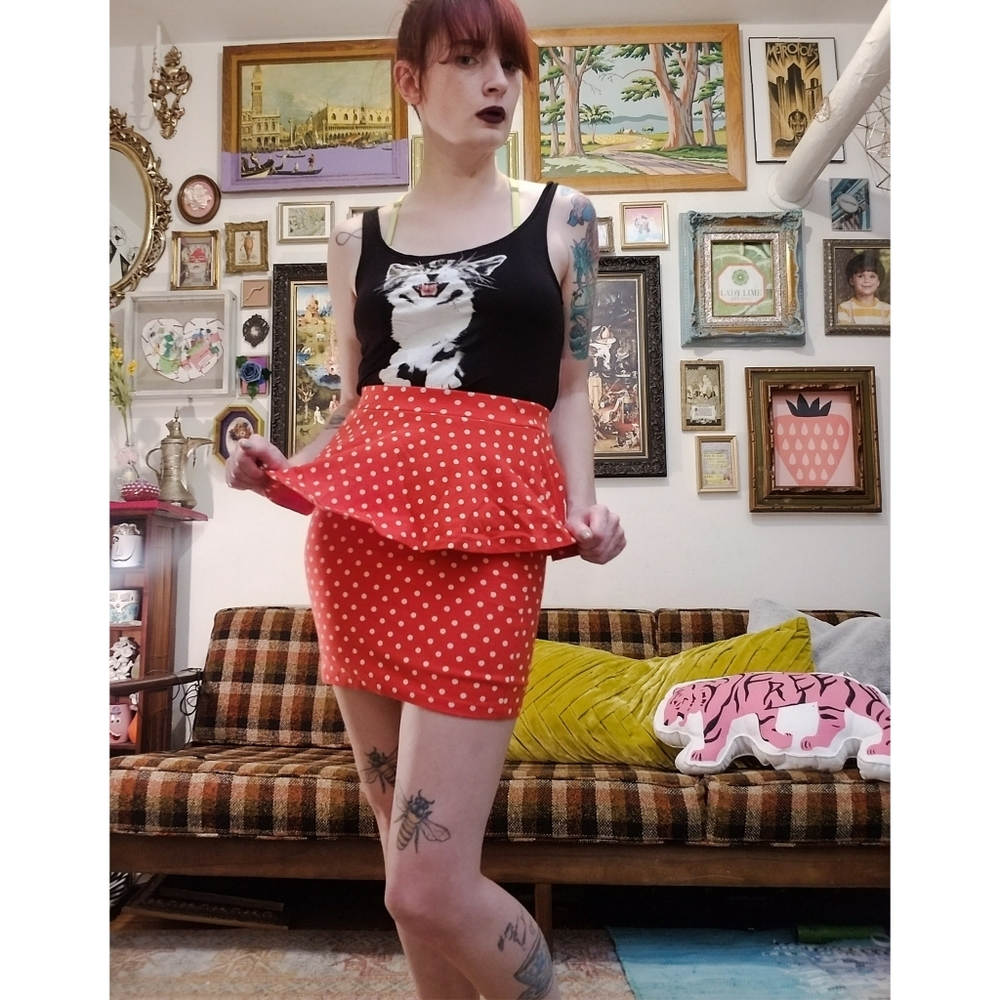 Polka Dot Peplum Skirt